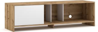 Domando Lowboard Ercolano Modern für Wohnzimmer Breite 140cm, asymetrische Optik, Wotan Eiche und Weiß Matt