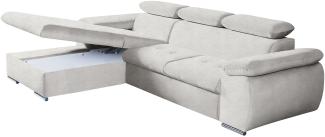 Sofa L-Form Trino links - mit Schlaffunktion - Silber