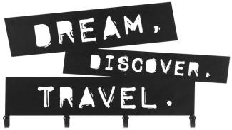 MIADOMODO® 'Dream, Discover, Travel' Wandgarderobe, Metall matt Schwarz