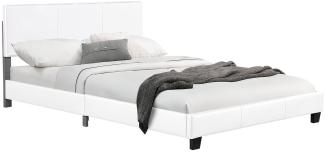 Juskys Polsterbett Bolonia 180 x 200 cm weiß – Bettgestell mit Lattenrost & Kopfteil – Kunstleder & Holz – Bett Doppelbett
