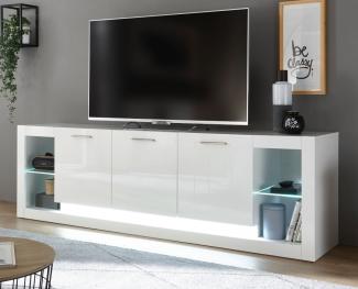 TV-Lowboard Ladis in weiß Hochglanz 198 x 61 cm