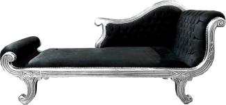 Casa Padrino Barock Chaiselongue Modell XXL Schwarz / Silber - Antik Stil - Recamiere Wohnzimmer Möbel