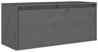 Wandschrank Grau 80x30x35 cm Massivholz Kiefer