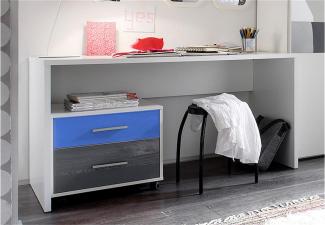Bega Schreibtisch COLORI weiß inkl. Rollcontainer blau grau