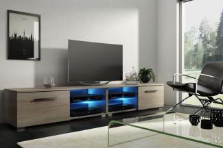 Tenus Double – Fernsehschrank / TV-Lowboard mit LED modern 200 cm (Holzoptik Sonoma Eiche Matt)