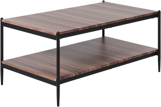 Couchtisch Dunkler Holzfarbton / Schwarz 52 x 100 cm MDF Tischplatte Metallgestell Rechteckig Industrielles Design