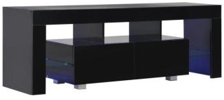 vidaXL TV-Schrank mit LED-Leuchten Hochglanz-Schwarz 130 x 35 x 45 cm