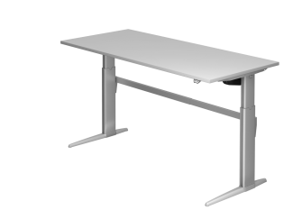 Sitz-Steh-Schreibtisch elektrisch XE19 180x80cm Grau Gestellfarbe: Silber