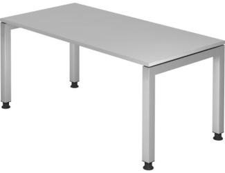 Schreibtisch JS16 U-Fuß / 4-Fuß eckig 160x80cm Grau Gestellfarbe: Silber