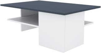 Domando Couchtisch Tropea Modern für Wohnzimmer Breite 90cm, große Ablage, farblich abgesetzte Tischplatte in Weiß Matt und Graphit Matt