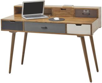 Schreibtisch Arbeitstisch BELLI mit 5 Schubladen Akazie Massivholz