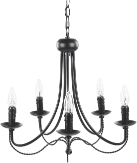 'Dabus' Kronleuchter Schwarz Metall 5-flammig Kerzenförmig Hängeleuchte Vintage Stil Retro Klassisch