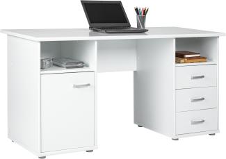 Inter Link Schreibtisch Computertisch Bürotisch Arbeitstisch Laptoptisch in Weiss mit 3 Schubladen und 1 Tür
