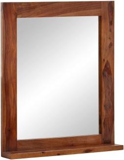 Badezimmerspiegel Sheesham Massivholz 65x78x12 cm Design Wandspiegel | Moderner Hängespiegel Badspiegel mit Ablage | Spiegel Bad Wand Modern