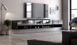 TV-Lowboard Epsom Hochglanz schwarz hängend 280 cm