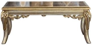 Casa Padrino Luxus Barock Couchtisch Silber / Gold - Handgefertigter Massivholz Wohnzimmertisch im Barockstil - Barock Wohnzimmer Möbel - Edel & Prunkvoll