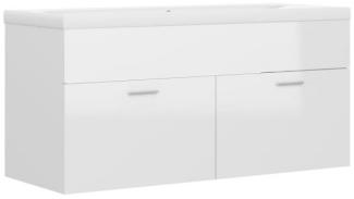 vidaXL Waschbeckenunterschrank Einbaubecken Hochglanz-Weiß Spanplatte [3070853]