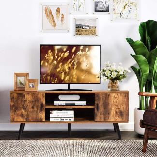 COSTWAY Fernsehtisch Holz, Fernsehschrank mit Fach und Stauraum, Retro Wohnzimmertisch Sofatisch für Schlafzimmer
