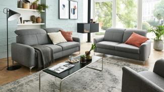 Sofa 3-Sitzer MEMPHIS BASIC Stoff grau Kopfteilverstellung