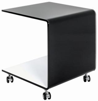 Beistelltisch Couchtisch Glastisch Bento5 auf Rollen schwarz - weiß