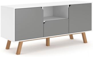TV-Lowboard Edos in grau und weiß 140 x 70 cm