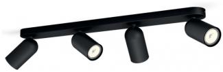 Philips myLiving 'Pongee' 4-flammiger schwenkbarer LED Deckenstrahler, schwarz