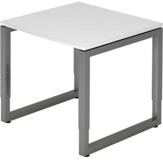 'RS08' Schreibtisch O-Fuß eckig 80x80cm Weiß / Graphit