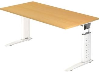 Schreibtisch US16 C-Fuß 160x80cm Buche Gestellfarbe: Weiß