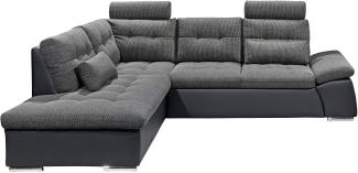 Ecksofa JAK Couch Schlafcouch Sofa Lederlook schwarz grau Ottomane links L-Form