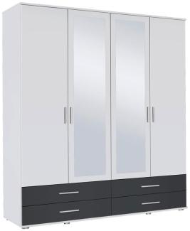 Kleiderschrank RASANT-EXTRA 4-trg weiß grau metallic Spiegel 168 cm