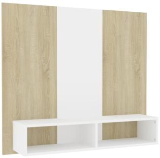 TV-Wandschrank Weiß Sonoma-Eiche 102x23,5x90 cm Holzwerkstoff