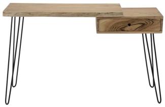 'Noah' Schreibtisch mit einer Schubalde, Akazienholz natur, 76 x 37 x 120 cm