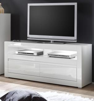 TV-Lowboard Nobile in Hochglanz weiß / Stone Design grau 150 x 63 cm