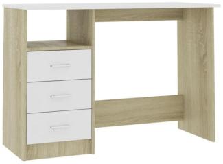 vidaXL Schreibtisch mit Schubladen, Weiß Sonoma-Eiche, 110 x 50 x 76 cm