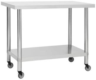 Küchen-Arbeitstisch mit Rollen 100x60x85 cm Edelstahl