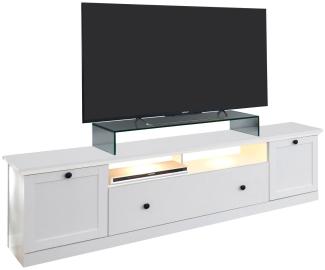 trendteam Wohnzimmer Schrank Lowboard TV-Schrank Baxter, 177 x 49 x 41 cm in Weiß Dekor im Landhausstil
