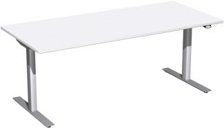 Elektro-Hubtisch 'Flex', höhenverstellbar, 180x80x68-116cm, gerade, Weiß / Silber