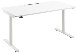 Die Elegante - Elektrisch höhenverstellbarer Schreibtisch (MO Five & 160 x 80 cm Tischplatte Weiß)