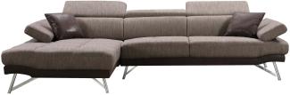 Sofa HWC-H92, Couch Ecksofa L-Form 3-Sitzer, Liegefläche ~ links, braun