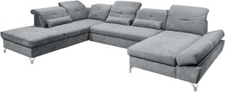 Couch MELFI Sofa Schlafcouch Wohnlandschaft Schlaffunktion grau dunkel U-Form links