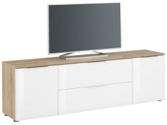 Lowboard TREND TV-Board Riviera Eiche Front Weißglas