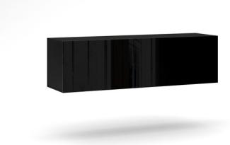 Lowboard "Vivo" TV-Unterschrank 140cm schwarz Hochglanz inklusive LED