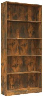 Bücherregal 5 Fächer Räuchereiche 80x24x175 cm Holzwerkstoff
