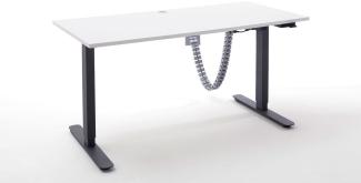 'Edjust' Schreibtisch höhenverstellbar, Metall, weiß matt, 70-120 x 72 x 150 cm