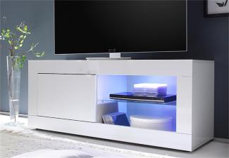 TV-Element BASIC Weiß lackiert B 140 cm 1 Tür 2 Fächer