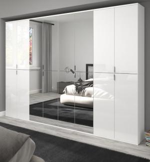 Kleiderschrank mit Spiegel ProjektX in weiß Hochglanz 244 x 193 cm
