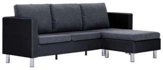 vidaXL 3-Sitzer-Sofa mit Kissen Schwarz Kunstleder [282205]