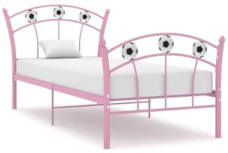 vidaXL Einzelbett mit Fußball-Design Rosa Metall 90x200 cm