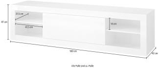 Lowboard Zena TV-Unterschrank 180cm weiß Hochglanz