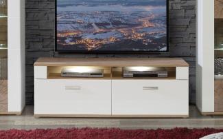 Lowboard TV-Schrank Fernsehtisch weiß planked eiche 150cm